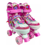 Patins Infantil Sereia Rosa C/ Luz Led - Tam 30-33