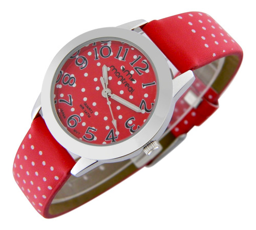 Reloj Pulsera Montreal Mujer Ml1422 Lunares Caja De Metal