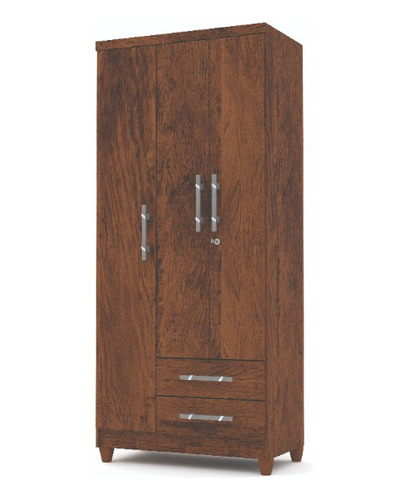 Closet Imbuia 3 Puertas 2 Cajones Color Miel Rustico