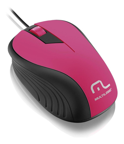 Mouse Emborrachado Rosa Com Preto Multilaser  Mo223