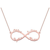 Collar Infinito De 4 Nombres En Plata .925 Chapado Oro Rosa