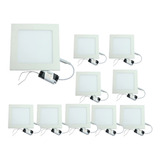 Kit 12 Painel Led Embutir Quadrado 6w Luz Amarela 12cm - 066 Cor Branco