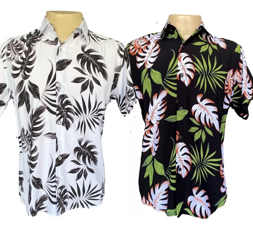 Kit 2 Camisa Floral Masculina Manga Curta Estampada Adulto