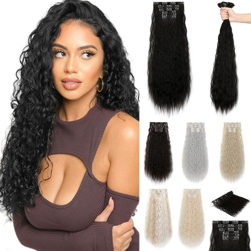 Extensiones De Cabello Con Clip Cortinas De Cabello,6 Piezas