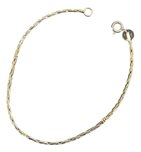 Pulsera Forcet Redonda Mediana 18cm Plata 925 Y Oro