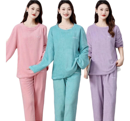 Conjunto Pijama De Felpa Gruesa Mujer Invierno Frío