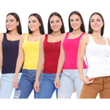 Kit 5 Regatas Femininas Lisa Blusinhas Camisetas Super Promo