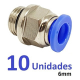 Conector Engate Rápido Rosca 1/4 X 6mm Pneumática 10 Peças