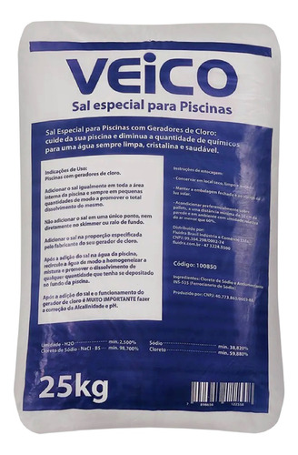 Sal Especial Para Piscinas Todos Geradores De Cloro 25kg