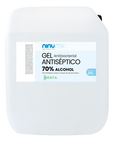 Gel Antiséptico Gel Antibacterial Ninu 20 Litros Cofepris Fragancia Menta