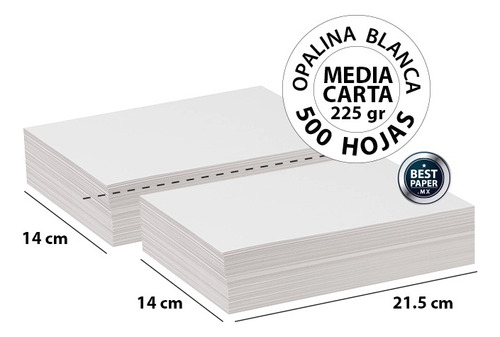 Opalina Blanca Media Carta 225 Gr - 500 Hojas