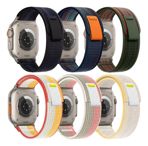 6 Correas Para Apple Watch Series 9 8 7 Se Ultra Nylon Loop