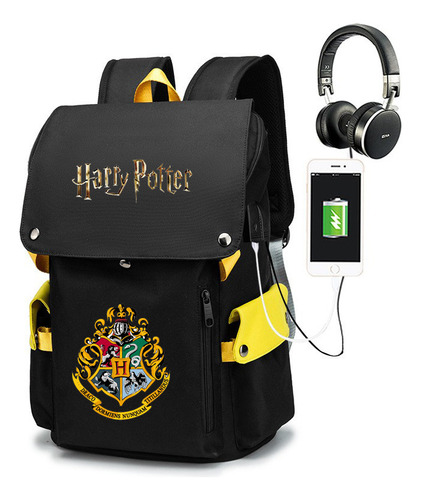 Mochila Escolar De Harry Potter Grande Bolsa Carga Usb