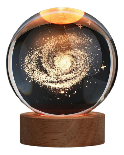 Esfera De Cristal Galaxia 3d Con Base Led - Galaxia