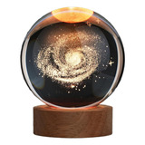 Esfera De Cristal Galaxia 3d Con Base Led - Galaxia