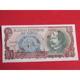 Billete Chile 10 Escudos Especimen Año 1962 Unc Muy Escaso