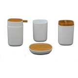 Kit 4 Piezas Baño Dispenser + Jabonera + Portacepillo + Vaso Color Blanco