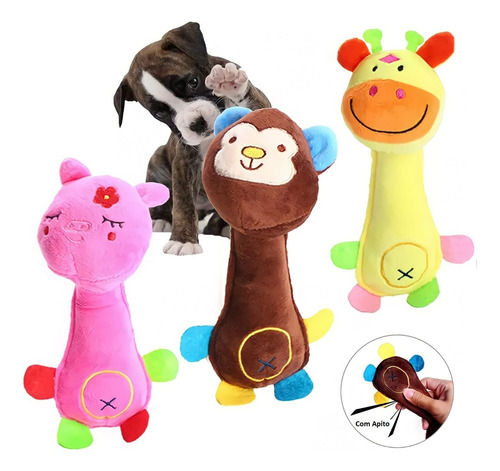 Brinquedo Bichinhos De Pelúcia Pet Para Cães E Gatos Shitzu Cor Macaco Desenho Macaco