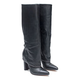 Bota Boheme Saverio Di Ricci, Caña Alta 23ib7461 Cuero Negro