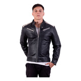 Campera De Cuero Vacuno 100% De Hombre Motoquera 04comb