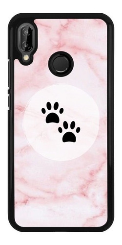 Funda Case Para Huawei Huellas Perrito Marmol Rosa