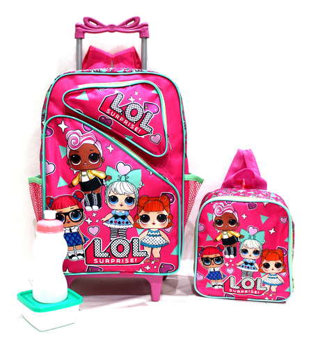 Kit Mochila Boneca Lol Surprise Amigas Rodinha G + Lancheira