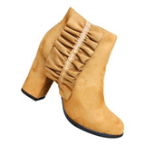 Botin Media Caña Mujer Formal Taco Alto Camel 7320