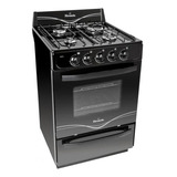 Cocina Florencia 5517a A Gas 4 Hornallas  Negra Puerta Con Visor 65l 