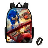 Mochila Infantil Sonic O Filme Escolar Lançamento + Relogio