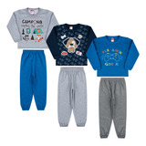 Kit 3 Conjunto Quentinho Moletom Infantil Frio Lançamento 