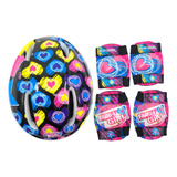 Set De Protecciones, Casco, Rodillera Y Codera Rush Girl