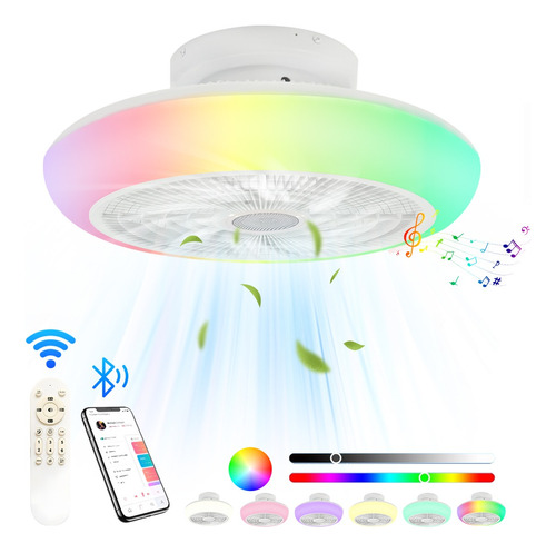 Ventilador De Techo Con Control Remoto Inteligente Luces Rgb