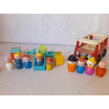 Playset Fisher Price Vintage Mini Bonecos Móveis Onibus