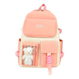 Kit 5en1 Mochila Grande, Bolsa De Mano Con Asa, Bolsa Mediana, Mini Bolsa Y Estuche Kawaii Resistente E Impermeable