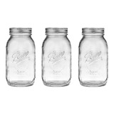 Frascos Mason Ball Jar De 32onz. Boca Regular Pack De 3pzs 