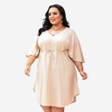 Vestido Plus Size Feminino Estilo Bata Curtinho Veste Até 56