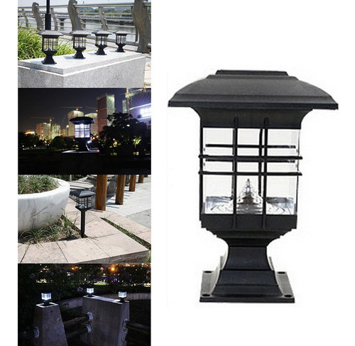 Pilar Solar Faros 3 Led Columna Tapa Focos Exterior