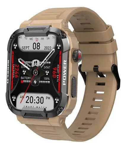 Smartwatch Carrello Mk66 Llamadas Táctico Militar - Marrón