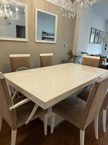 Mesa Madera Maciza De Comedor Laqueada Blanca