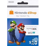 Nintendo Prepaid Eshop $ 20 Para 3ds O Wii U