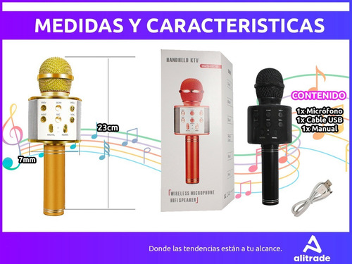 Micrófono Karaoke Niños 5w Bluetooth Efectos De Voz Parlante