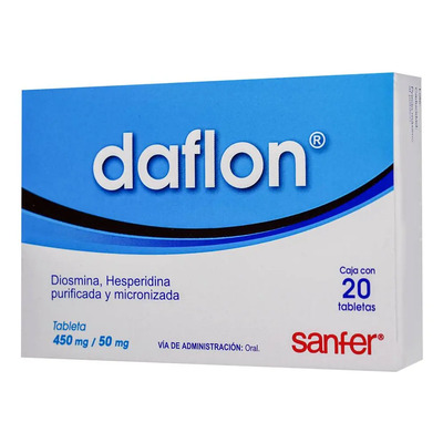Daflon Tabletas 450 Mg \u002F 50 Mg, 20 Tabletas | Envío gratis