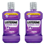 Kit Com 2 Antissépticos Bucal Listerine Cuidado Total 500ml