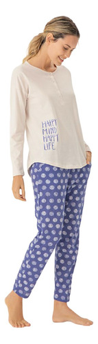 Pijama Mujer Manga Larga Dots Woman Promesse Wo15122