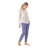 Pijama Mujer Manga Larga Dots Woman Promesse Wo15122