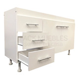 Bajo Mesada 1.40m 3 Cajones Guias Metalicas S/bacha Cocina #