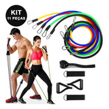 Kit Elástico Extensor 11 Peças Funcional Musculação Fitn