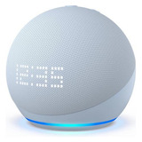 Echo Dot 5 Geração Com Relógio Azul - Som E Controle Por Voz