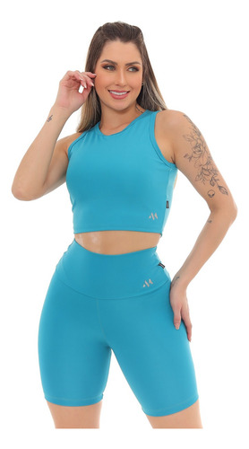 Conjunto Bermuda Fitness Poliéster Zero Transparência 