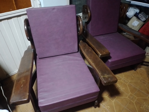 Juego De Sillones Antiguo Impecables Con Almohadones Cierre!